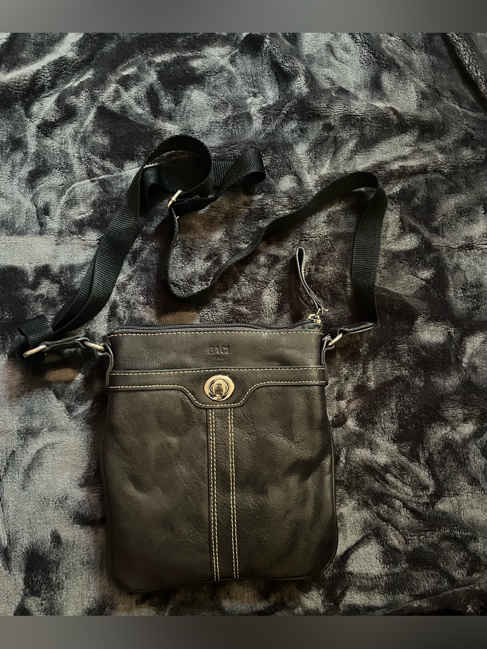 Baci Leather Crossbody Bag with Contrast Stitching